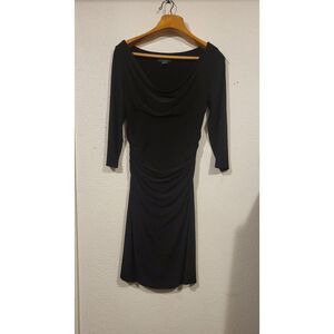 Lauren Ralph Lauren Dress Black With Cowl Neck And Three Quarter Sleeves. Size12